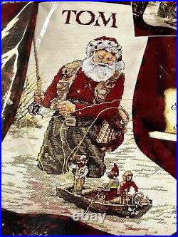 Janlynn FISHING Buddies Santa Elves Needlepoint Christmas Cross Stitch Kit New