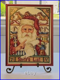 Janlynn SANTA'S LIST Christmas Cross Stitch Kit #09-03 COMPLETED, FRAMED, SIGNED