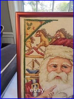 Janlynn SANTA'S LIST Christmas Cross Stitch Kit #09-03 COMPLETED, FRAMED, SIGNED