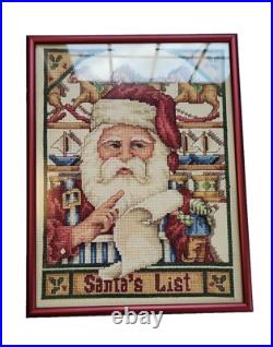 Janlynn SANTA'S LIST Christmas Cross Stitch Kit #09-03 COMPLETED, FRAMED, SIGNED