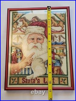 Janlynn SANTA'S LIST Christmas Cross Stitch Kit #09-03 COMPLETED, FRAMED, SIGNED