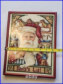 Janlynn SANTA'S LIST Christmas Cross Stitch Kit #09-03 COMPLETED, FRAMED, SIGNED