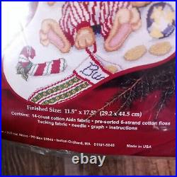 Janlynn Sleepy Bunnies Christmas Cross Stitch Stocking Kit 54-71 Sealed