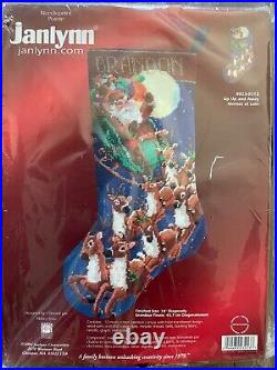 Janlynn UP UP & AWAY Needlepoint Christmas Santa Sleigh Stocking Kit 023-0213