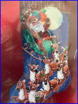 Janlynn UP UP & AWAY Needlepoint Christmas Santa Sleigh Stocking Kit 023-0213