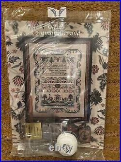 Just Nan Common Ground Cross Stitch Pattern with Embellishments and Linen