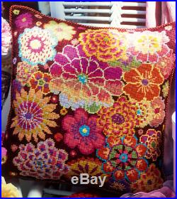 Kaffe Fassett Ehrman needlepoint kit NEW Fire Flowers tapestry cushion kit