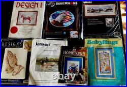 LOT7 NEW VTG CROSS STITCH KITS Dimensions Designs, Hometown, JanLynn Baby Hugs