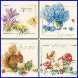 Lanarte Counted Cross Stitch Kit 4 Seasons Set of 4, 18 x 16cm, N