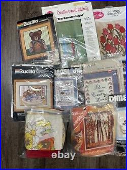 Large Lot 22+ Vintage Needlepoint Kits Bucilla Dimensions EUC