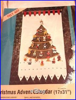 LeeWards Christmas Tree Advent Calendar Felt Kit Wall Hanging Vtg 70s lee wards