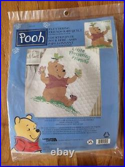 Leisure Arts Pooh Fluttering Friends Baby Quilt Stamped Cross Stitch Kit 34 x 44