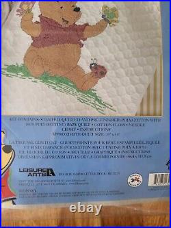 Leisure Arts Pooh Fluttering Friends Baby Quilt Stamped Cross Stitch Kit 34 x 44