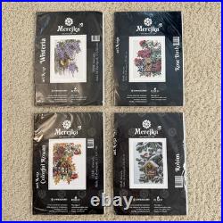 Lot Of 4 Merejka Counted Cross Stitch Kit Birds Wisteria Rowan Robins Rose Bush