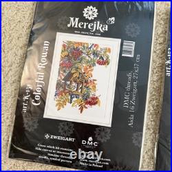 Lot Of 4 Merejka Counted Cross Stitch Kit Birds Wisteria Rowan Robins Rose Bush