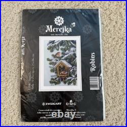 Lot Of 4 Merejka Counted Cross Stitch Kit Birds Wisteria Rowan Robins Rose Bush