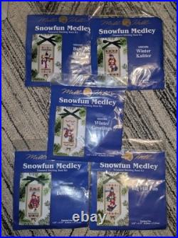 Lot Of 5 Mill Hill Snowfun Medley Christmas Cross Stitch Kits Vintage Unopened