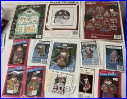 Lot Of 97 Open Used Cross Stitch Kits / Patterns Vintage CHRISTMAS WINTER THEME