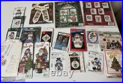 Lot Of 97 Open Used Cross Stitch Kits / Patterns Vintage CHRISTMAS WINTER THEME