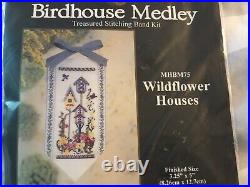 Lot of 4 Mill Hill Birdhouse Medley Treasured Stitching Band Kits Glass Bead Kit