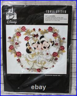 MISTLETOE KISS cross stitch kit THE ART OF DISNEY Mickey & Minnie heart NIP