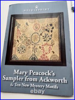 Mary Peacock Sampler from Ackworth 15 Silks and 2 Pieces Linen Cross Stitch Rare