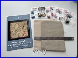 Mary Peacock Sampler from Ackworth 15 Silks and 2 Pieces Linen Cross Stitch Rare