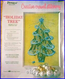 Mid Century Holiday Tree Crewel Kit New in Bag Teal Green Christmas Paragon