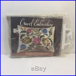 Middlesex Floral Pillow Kit Elsa Williams Crewel Embroidery 18.5 x 14 KC416