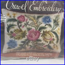 Middlesex Floral Pillow Kit Elsa Williams Crewel Embroidery 18.5 x 14 KC416