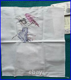 Mirabilia Cross Stitch Miss Cherry Blossom MD153 Partial Complete Please Read