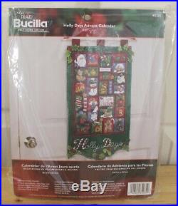 NEW Bucilla Holly Days Advent Calendar Felt Applique Christmas Kit 85265 15x27
