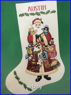NEW Christmas Crewel Stocking SANTA FULL of TOYS Dimensions Kit #8075 Unused 16