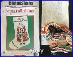 NEW Christmas Crewel Stocking SANTA FULL of TOYS Dimensions Kit #8075 Unused 16