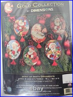 NEW DIMENSIONS SPIRIT OF SANTA ORNAMENTS Counted Cross Stitch Kit NIP NEW DIMENSIONS SPIRIT OF SANTA ORNAMENTS Counted Cross Stitch Kit NIP