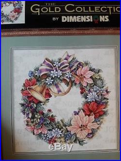 NEW Holiday Harmony Wreath Dimensions Gold Collection Complete Kit #8662