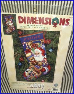 NEW NIB VTG DIMENSIONS Santa's Toys Stocking 16 CHRISTMAS 9129 NEEDLEPOINT KIT