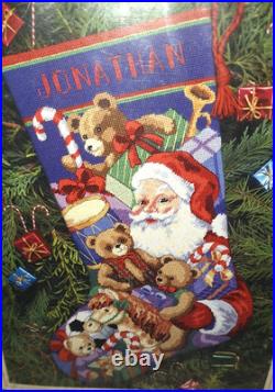 NEW NIB VTG DIMENSIONS Santa's Toys Stocking 16 CHRISTMAS 9129 NEEDLEPOINT KIT