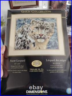 NEW NIP Dimensions Gold Collection Snow Leopard Counted Cross Stitch Kit 35244