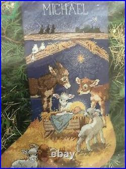 NEW Nativity Christmas Stocking Dimensions 1996 SEALED BAG linda powell