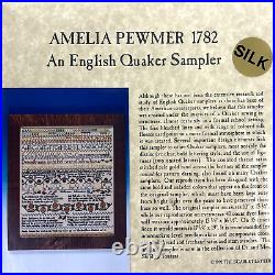 NEW SCARLET LETTER AMELIA PEWMER 1782 SAMPLER QUAKER SILK Cross Stitch Kit Gift NEW SCARLET LETTER AMELIA PEWMER 1782 SAMPLER QUAKER SILK Cross Stitch Kit Gift