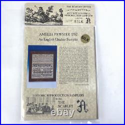 NEW SCARLET LETTER AMELIA PEWMER 1782 SAMPLER QUAKER SILK Cross Stitch Kit Gift NEW SCARLET LETTER AMELIA PEWMER 1782 SAMPLER QUAKER SILK Cross Stitch Kit Gift