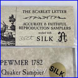 NEW SCARLET LETTER AMELIA PEWMER 1782 SAMPLER QUAKER SILK Cross Stitch Kit Gift NEW SCARLET LETTER AMELIA PEWMER 1782 SAMPLER QUAKER SILK Cross Stitch Kit Gift