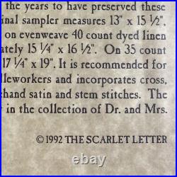 NEW SCARLET LETTER AMELIA PEWMER 1782 SAMPLER QUAKER SILK Cross Stitch Kit Gift