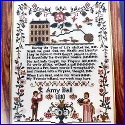 NEW SCARLET LETTER AMY BALL 1810 SILK Cross Stitch Sampler Kit Vintage Gift