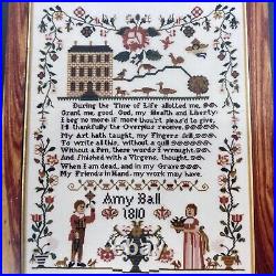 NEW SCARLET LETTER AMY BALL 1810 SILK Cross Stitch Sampler Kit Vintage Gift