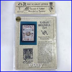NEW SCARLET LETTER SARAH BRIGNELL 1769 SILK Cross Stitch Sampler Kit Vtg Gift NEW SCARLET LETTER SARAH BRIGNELL 1769 SILK Cross Stitch Sampler Kit Vtg Gift