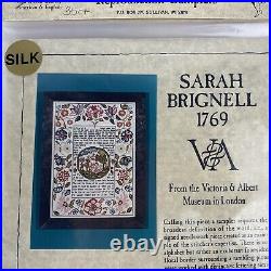 NEW SCARLET LETTER SARAH BRIGNELL 1769 SILK Cross Stitch Sampler Kit Vtg Gift NEW SCARLET LETTER SARAH BRIGNELL 1769 SILK Cross Stitch Sampler Kit Vtg Gift