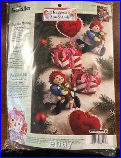 NEW SET OF 3 Bucilla Christmas Morning Raggedy Ann Felt Ornament Kits #86244