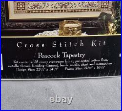 NEW Teresa Wentzler Peacock Tapestry Counted Cross Stitch Kit Beads, Evenweave